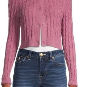 525 Pink Cropped Cable Knit Women's Sweater and a Top